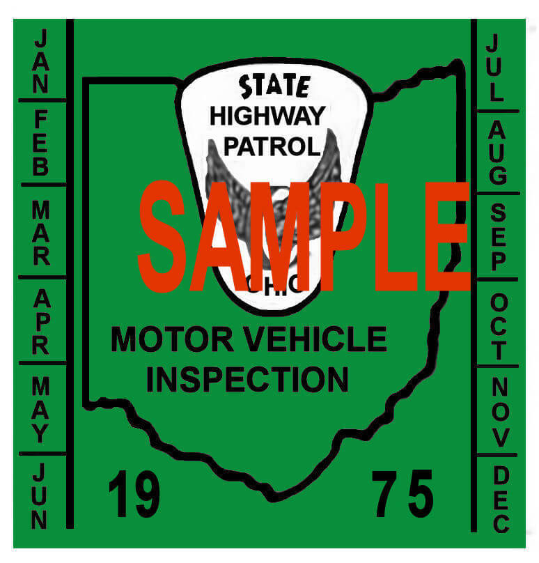 Modal Additional Images for 1975 Ohio INSPECTION Sticker